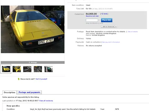 Lotus Esprit S1 chassis 333G registration BNG 278T historical archive photograph 14